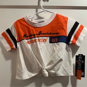 Harley-Davidson Kids Tee in Orange, White, and Black Size 2